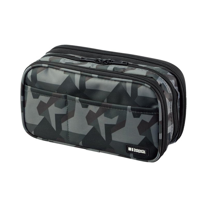 LIHIT LAB Large Capacity Triple Zipper Pencil Case For School Office College, Big Capacity 8 Compartments Pencil Bag Holder Adults Teen Boys Girls, Travel Cosmetics Storage, Green Camo (A7556-131) - Image 1